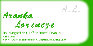 aranka lorincze business card